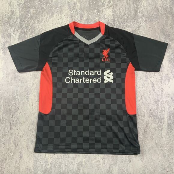 Nike Liverpool FC Jersey Mens Medium Black Standard Chartered Soccer Futbol - Picture 1 of 8